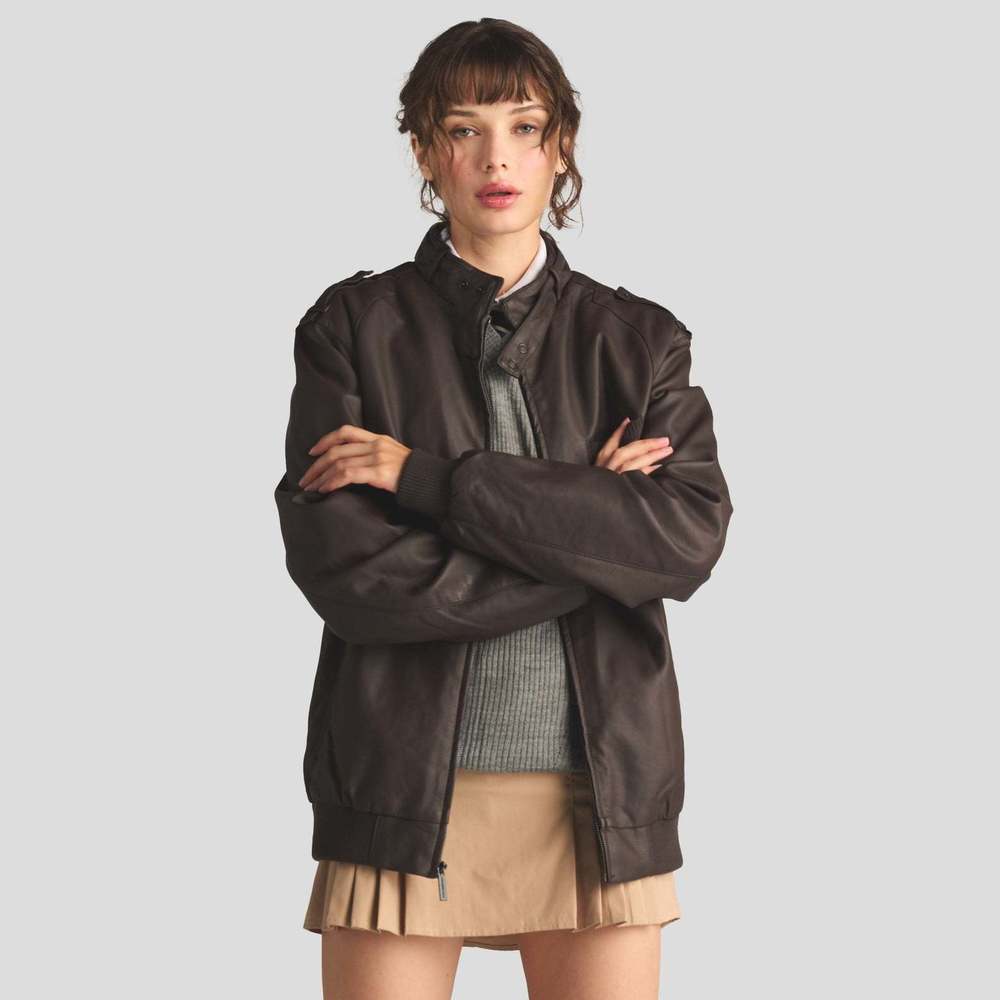 Women's Faux Leather Iconic Racer Oversized Jacket
